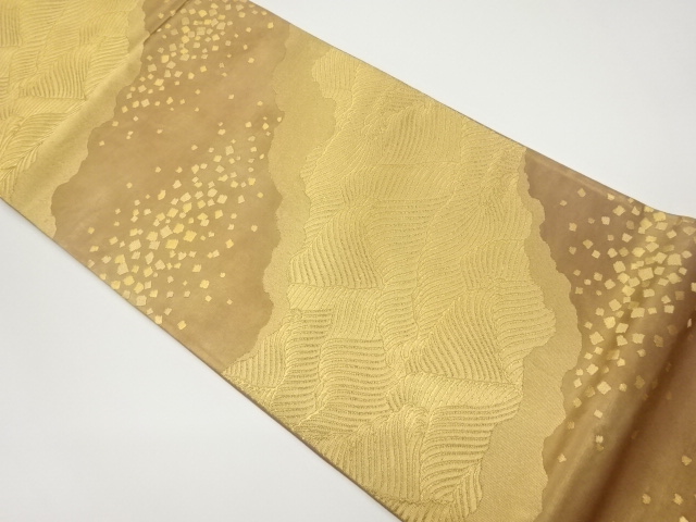 JAPANESE KIMONO / VINTAGE FUKURO OBI / WOVEN MICHINAGADORI & ROUGH WAVE